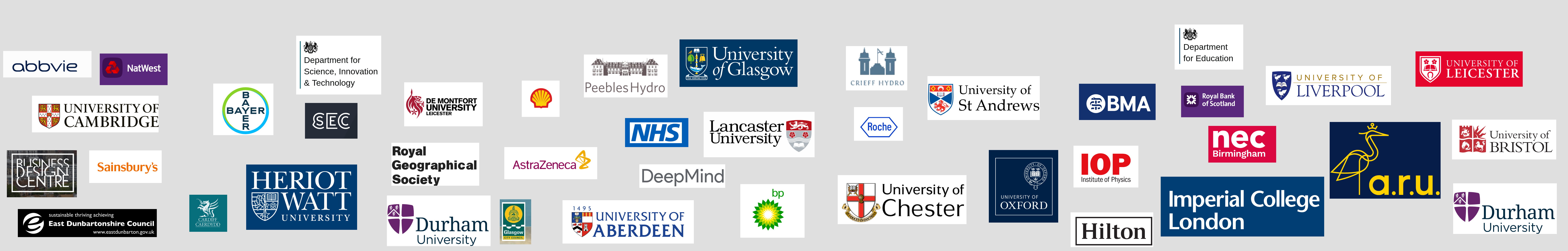 Logos of organisations we've supplied, including universities, the NHS, and companies such as Shell, BP and AstraZeneca