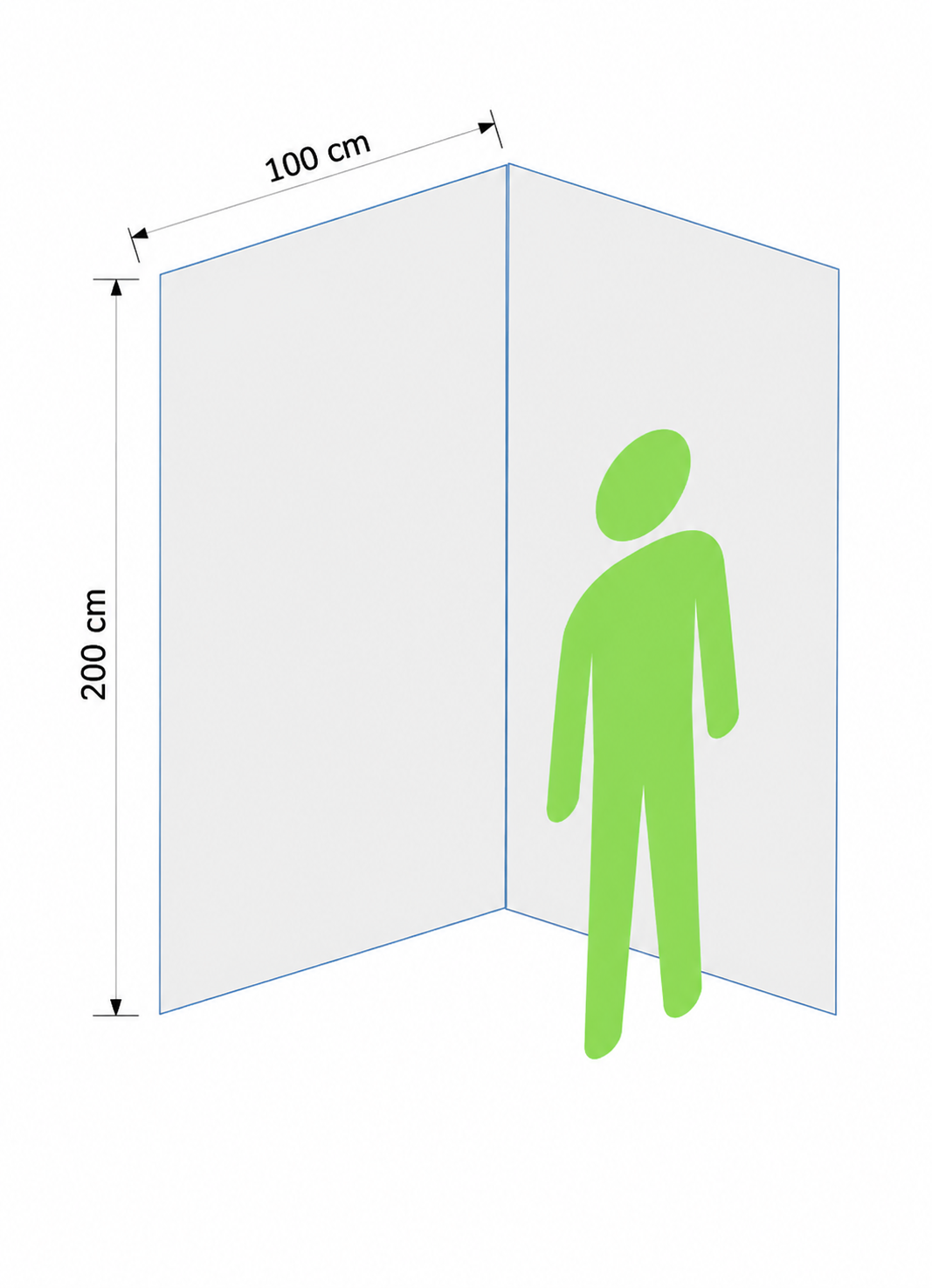 Board panel dimensions, 200cm high by 100cm wide